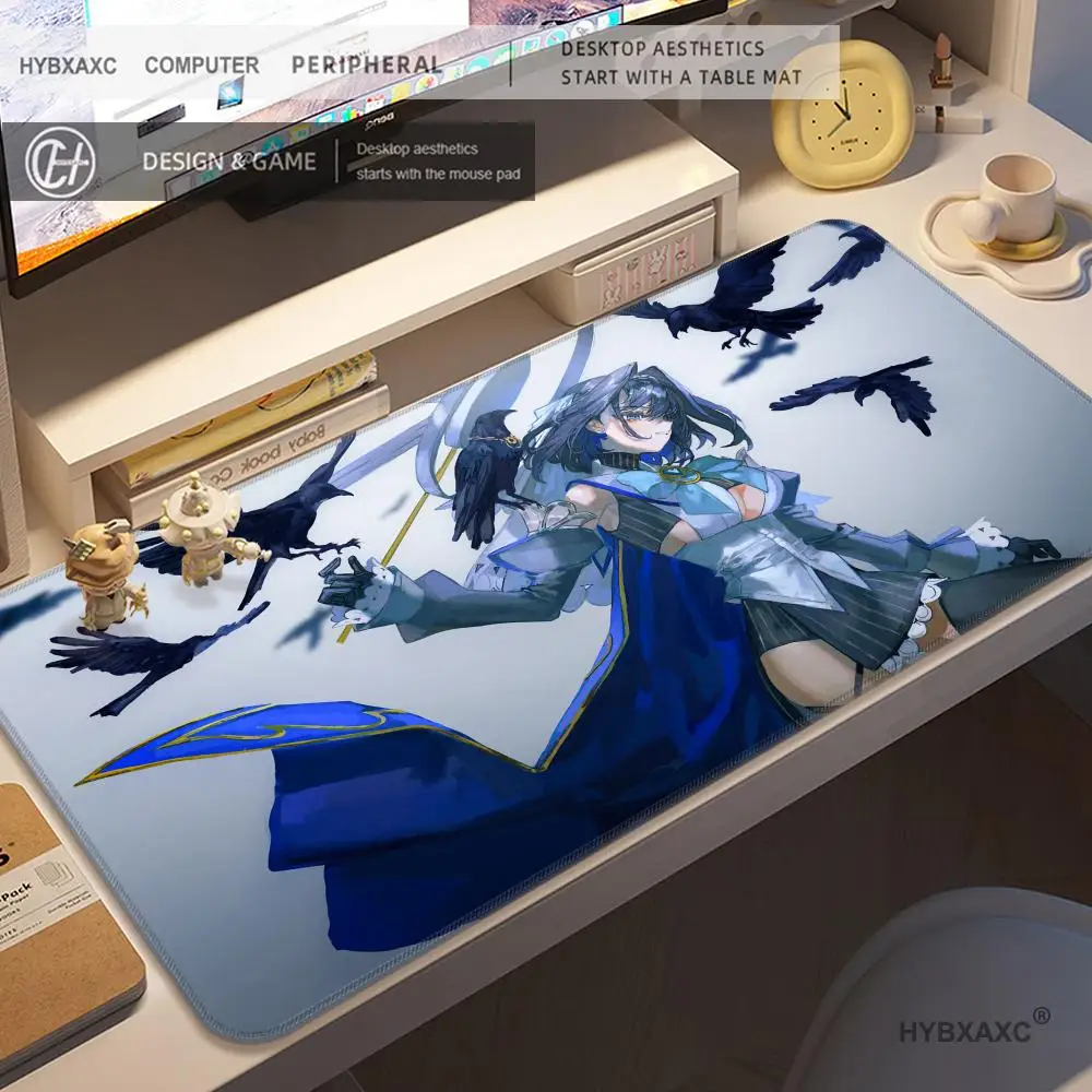 

HYBXAXC Ouro Kronii Anime Hololive Girl Mousepad Large Gaming Mouse Pad Large LockEdge Thickened Computer Keyboard Table DeskMat