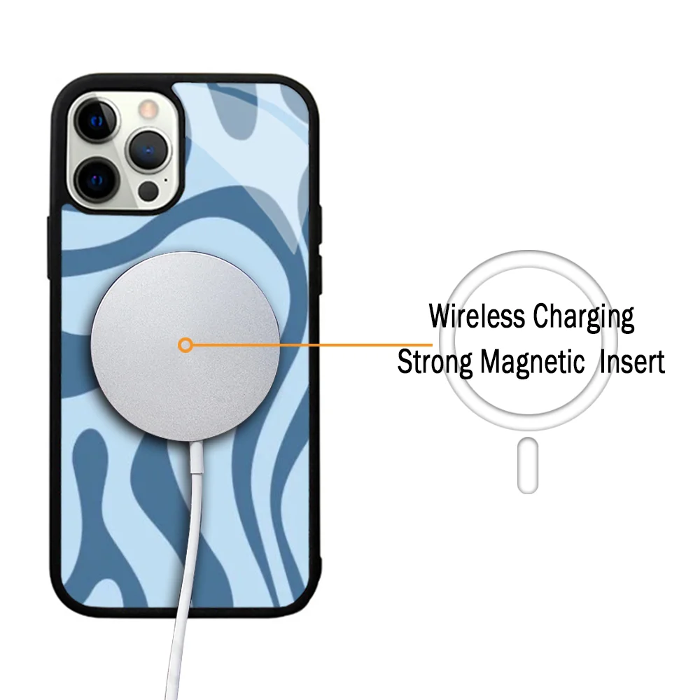 Abstract Swirl Pattern Phone Case For IPhone 11 12 13 14 15 Plus Pro Max Mirror Acrylic Cover For Magsafe Wireless Charging