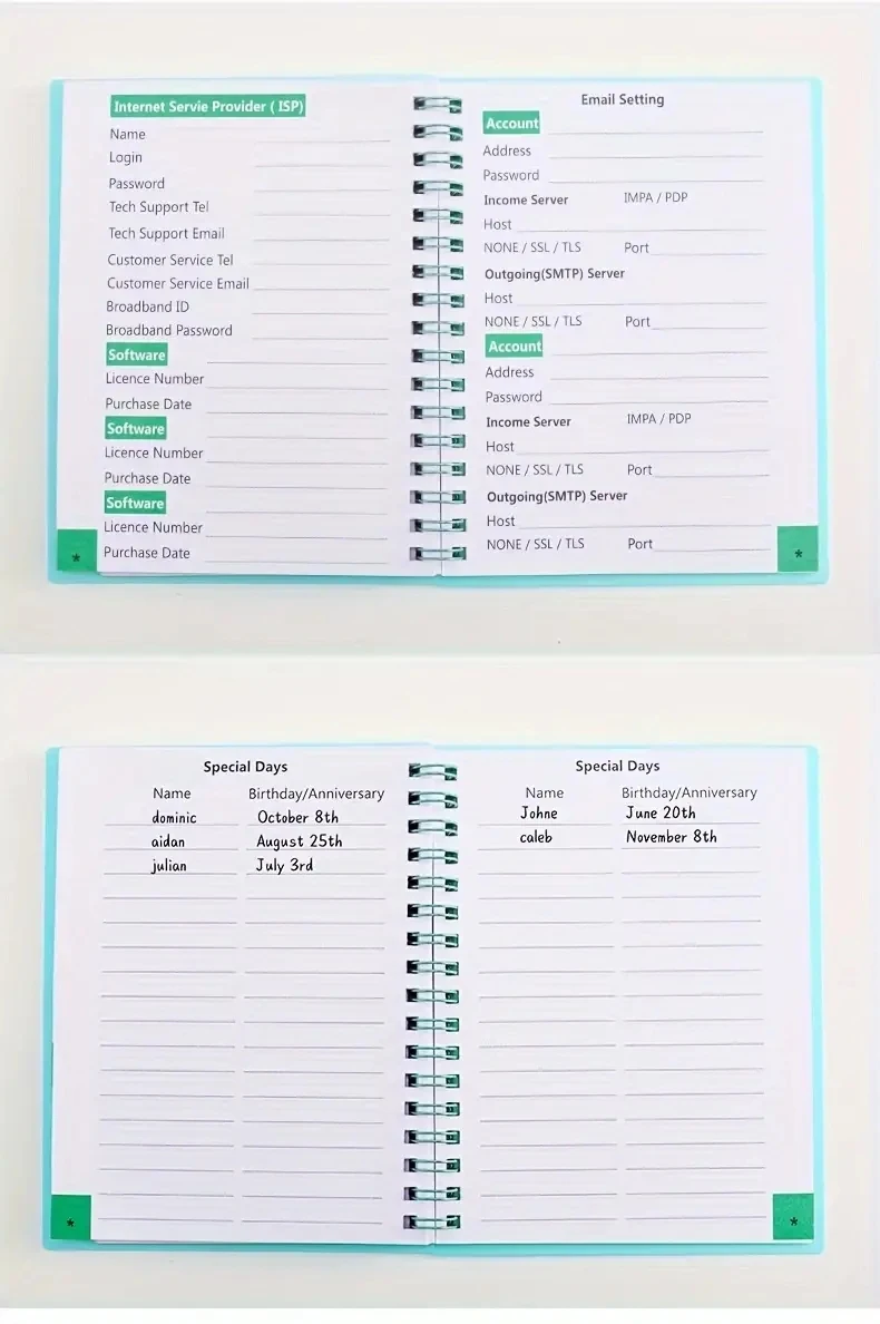 A6 Passwort-Logbuch mit Alphabetischen Registerkarten, Spiralgebundener Passwort-Organizer für Zuhause, Büro & Persönlichen Gebrauch – Detail 7