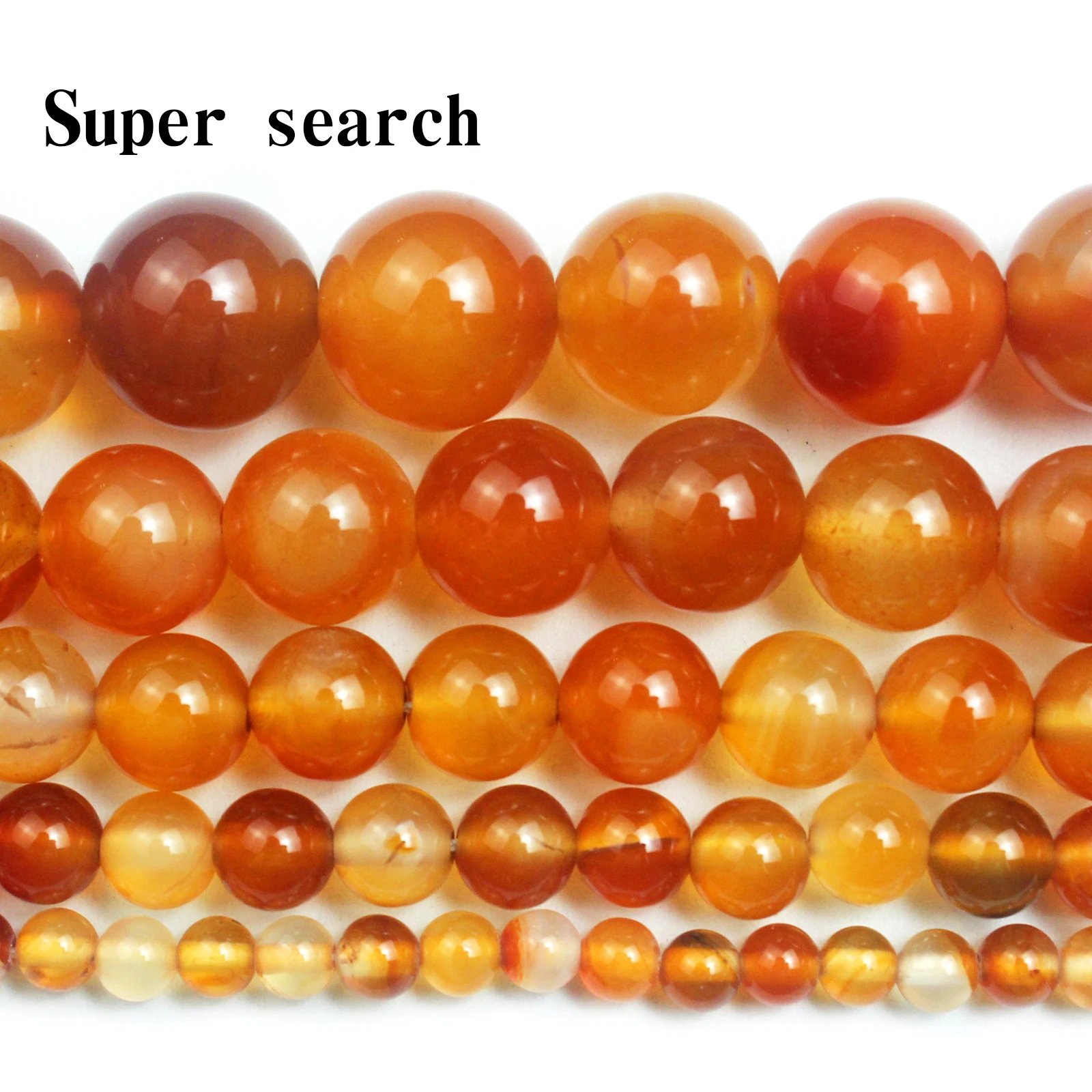 Natural Light Red Carnelian 4 6 8 10 12mm Agate Smooth Onyx Round Stone Loose Beads for Jewelry Making DIY Bracelets Necklace