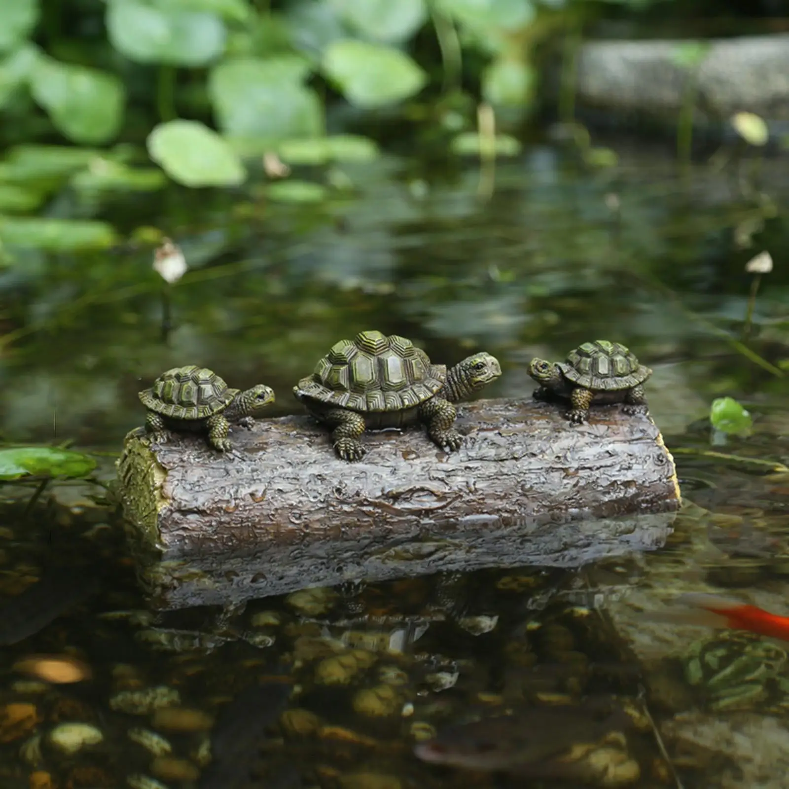 Water Floating Turtle Ornament Animal Figurines Garden Statue Photo Props Resin