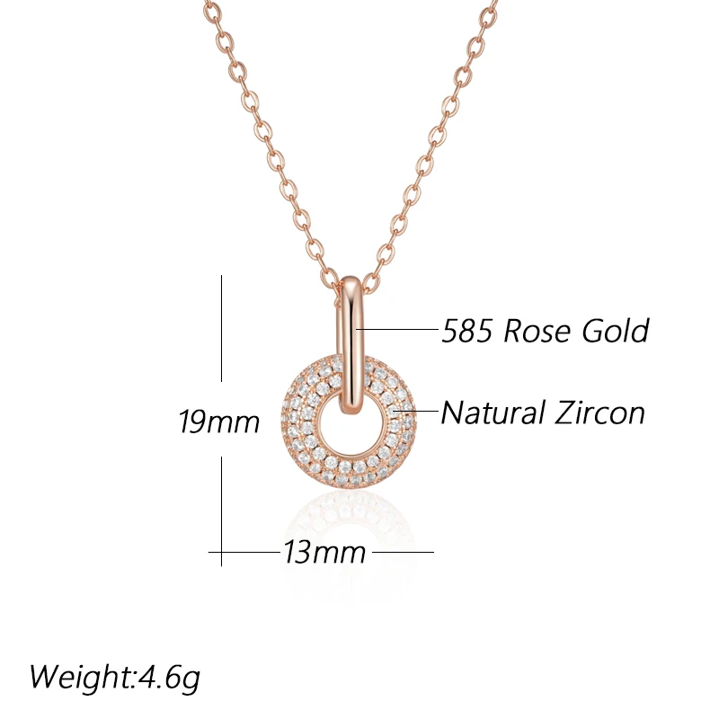 Kinel Innovative Design Full Natural Zircon Pendant Necklace Fashion 585 Rose Gold Color Romantic Gift Daily Fine Women Jewelry