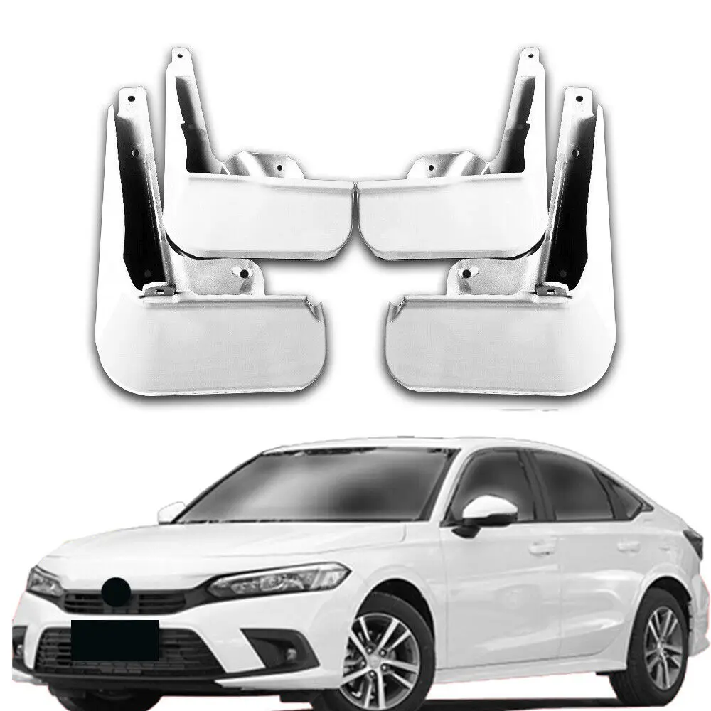 

Pearl White Painted Mud Flaps Guards Splash Flares For Honda Civic Sedan 22-24
