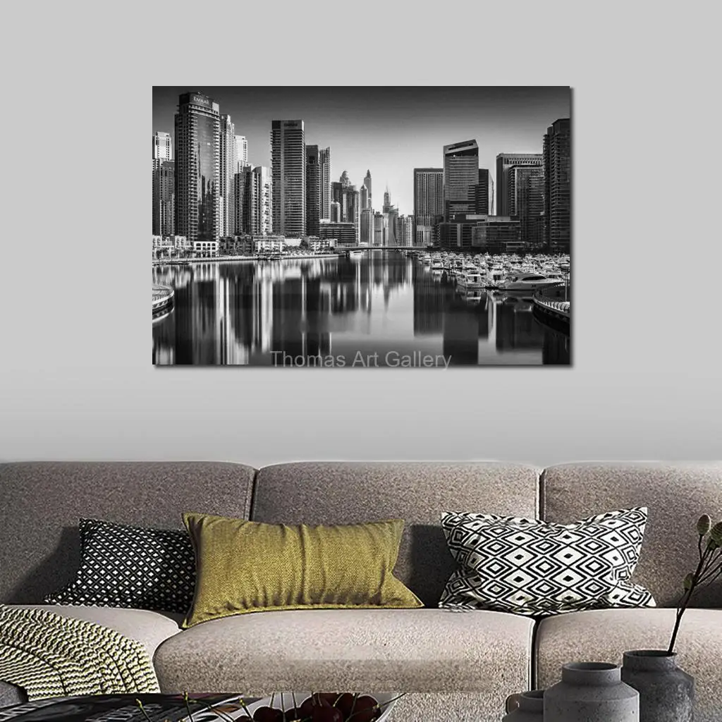 Black White New York Urban Skyline Canvas Print Classic Empire State Building Large Modern Cityscape Wall Art for Living Room