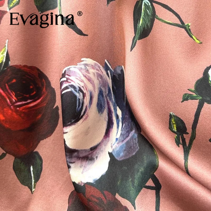 Evagina Fashion Wiosna Lato Sukienka damska z nadrukiem Slim-Fit Hip Wrap z długimi rękawami Jedwabne eleganckie eleganckie designerskie sukienki