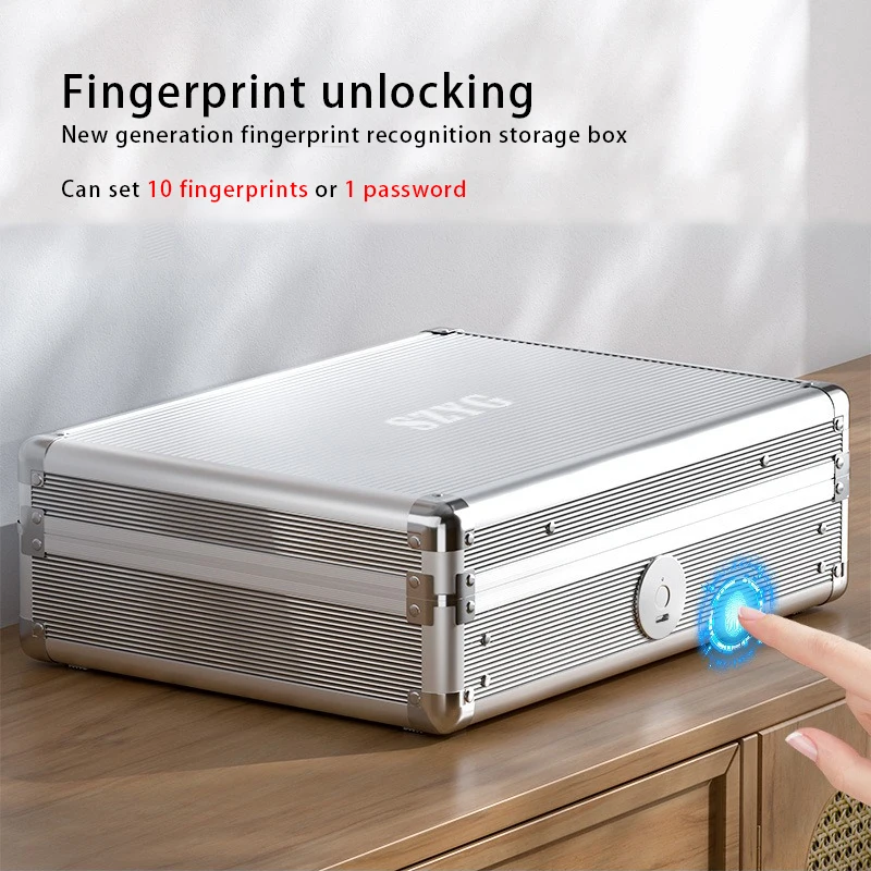Desktop Fingerprint Storage Box, Intelligent Office Home Password Lock Storage Box, Large Jewelry Organizer