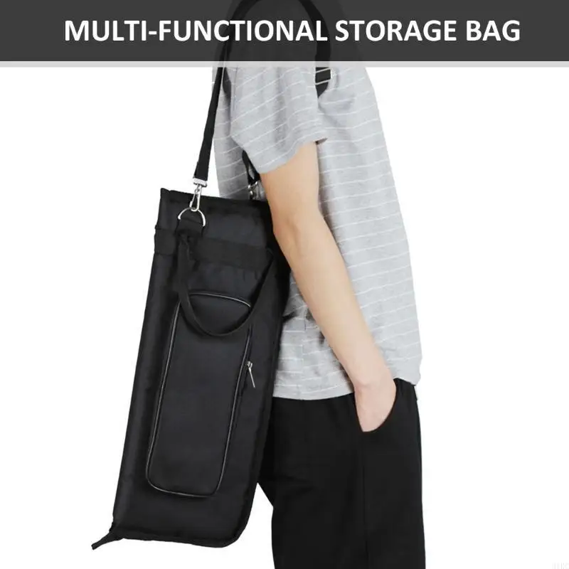 Drum Bag with External Pocket, Standard Bag with Carry Handle & Hook, Inside 4 Slot for Drumsticks Storage
