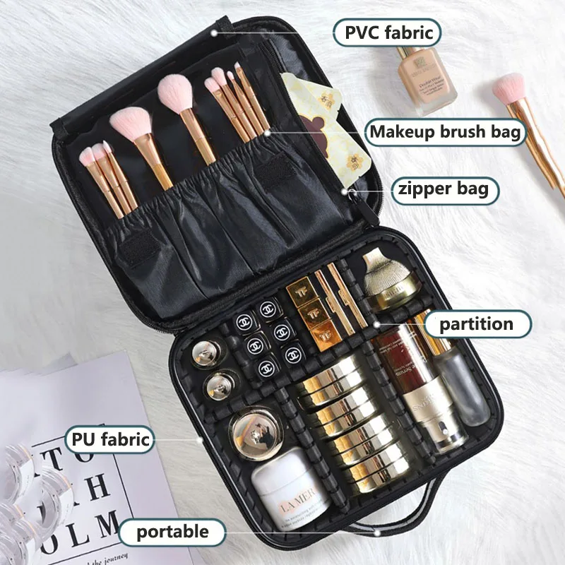 Brand Beauty Brush Makeup Bag Travel Professional Women Cosmetic Case Big Capacity Make Up Box Necessary Waterproof Cosmetic Bag