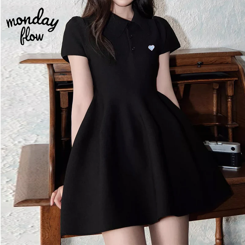 Monday Flow Spring/Summer Korean Women\'s Golf Clothing Women\'s Shorts Sleeve Waist Elastic Slimming Dress Golf Short Skirt