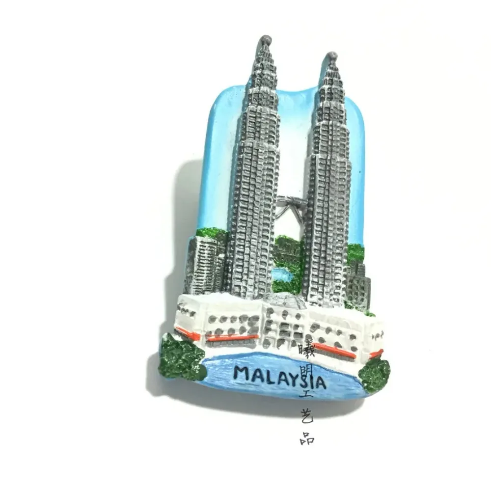 Malaysia 3D Fridge Magnet Tourist Souvenirs Kuala Lumpur Petronas Twin Towers Decorative Refrigerator Magnetic Sticker Gift