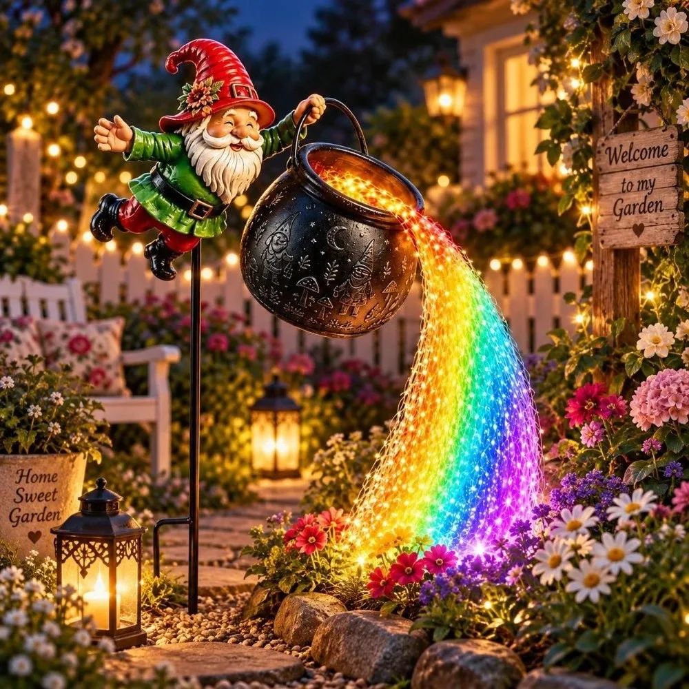 LED Christmas Cauldron Garden Light Ground Insert Funny Christmas Decorations Lamp Creative Flowing String Watering Can Lantern