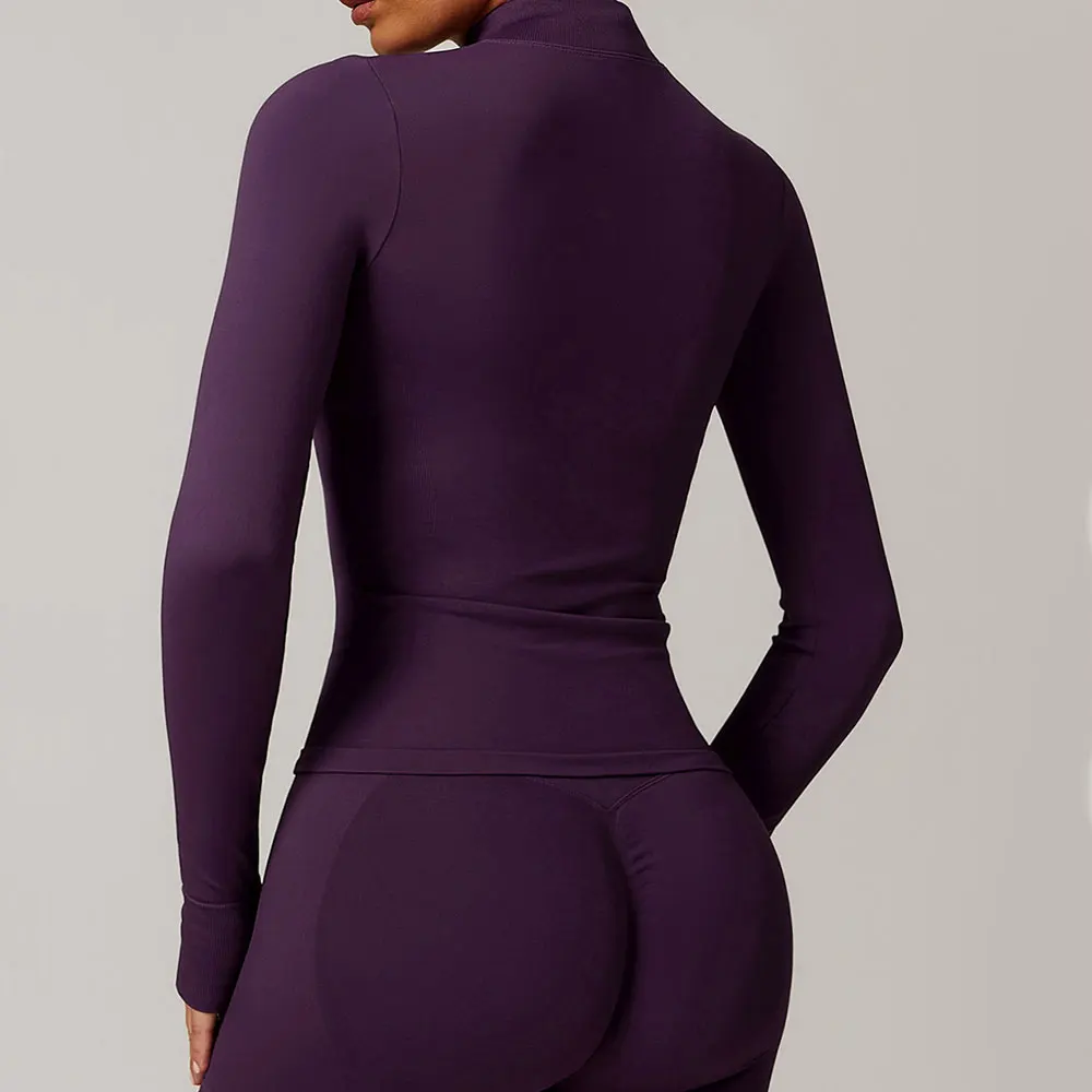 Seamless Long Sleeve Sports Jacket Women Zip Fitness Yoga Shirt Gym Top Activewear Running Coats Workout Clothes For Cycling
