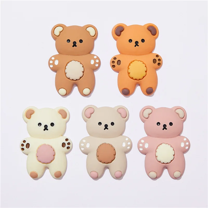 Piezas de personaje de oso Kawaii, 10 piezas, cabujón de resina, álbum de recortes plano, funda de teléfono, Parche de taza de agua, decoración artesanal, accesorios