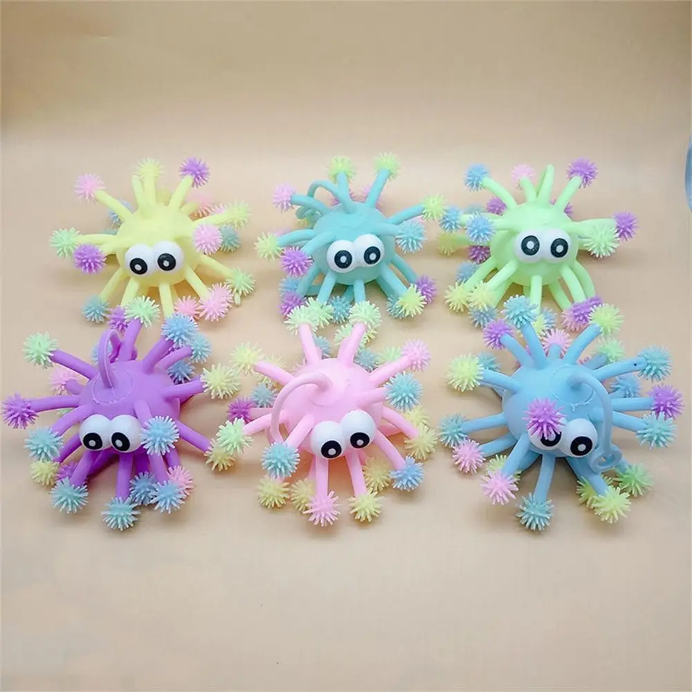 Novidade anti estresse luz brilhante brilho flash dos desenhos animados bola ouriço espremer bolas brinquedos fidget ouriço brilho flash bola