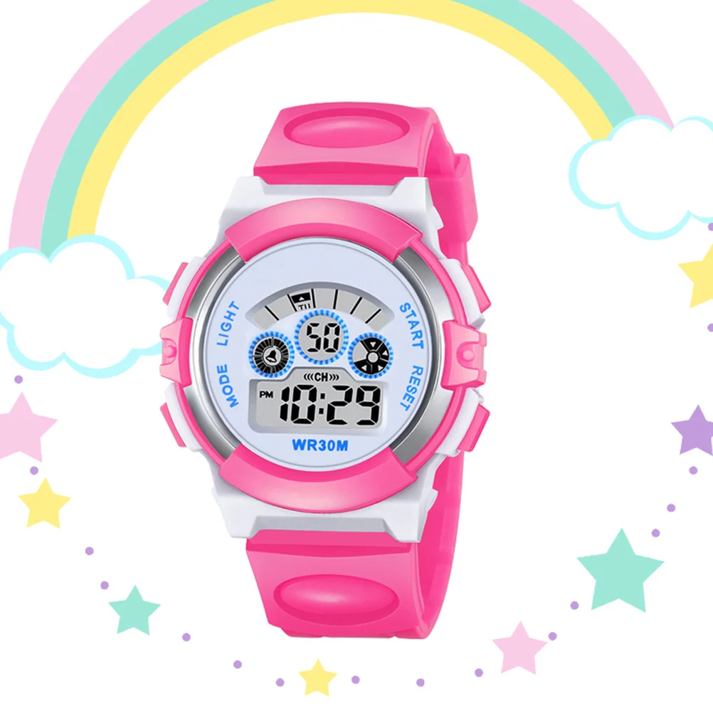 Kids Watch Waterproof Luminous Digital Time Clock For Children Round Display Adjustable 30M Waterproof Cartoon
