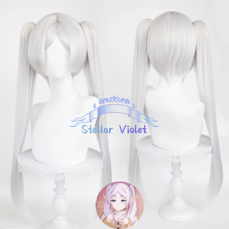 

Парик для косплея аниме Sousou No Frieren, серебристо-белый, длинный хвост 75 см, термостойкие синтетические волосы, парики в стиле аниме + шапочка для парика