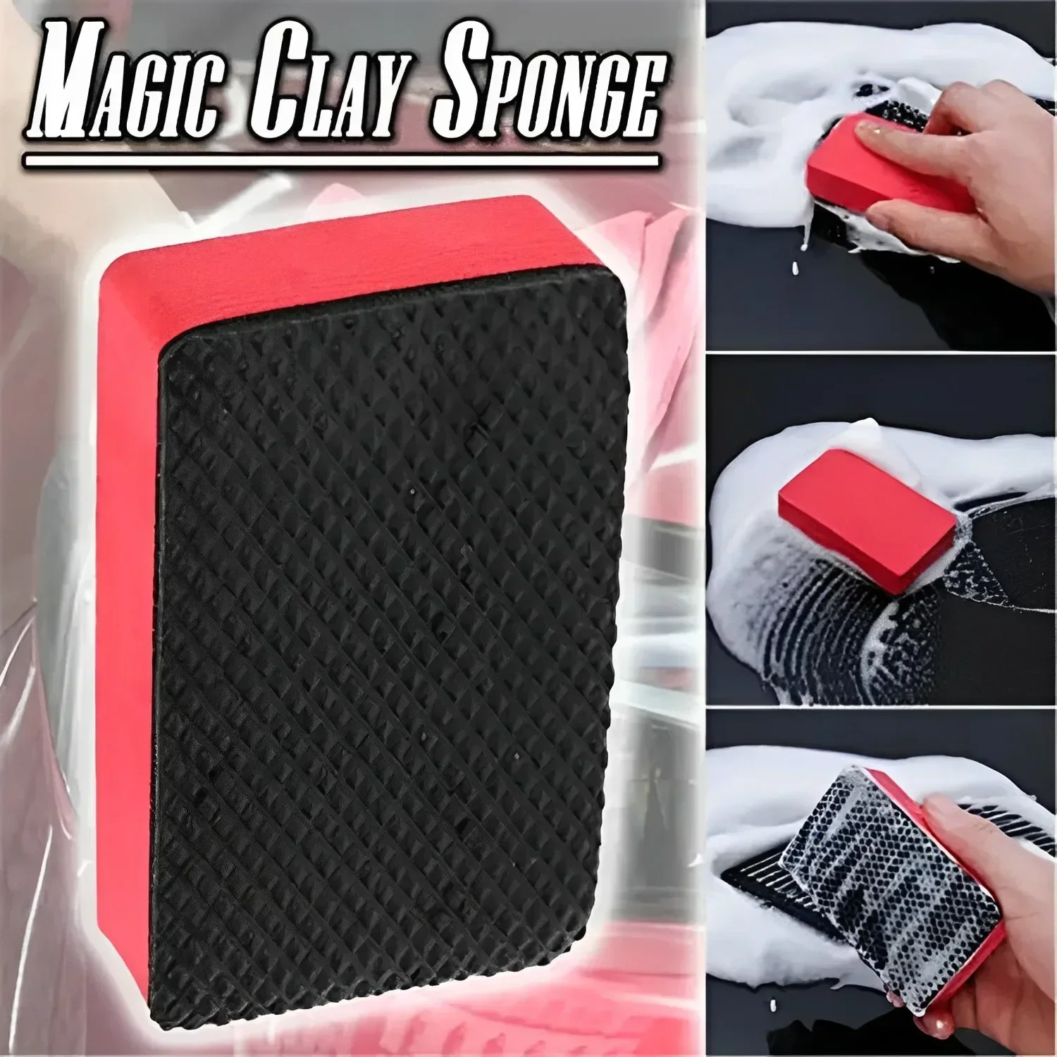 3Pcs Car Magic Clay Bar Pad Sponge Block Car Eraser Cleaning Tool Car Polishing Wax Sponge Pad Auto Detail Care Wash Accessories