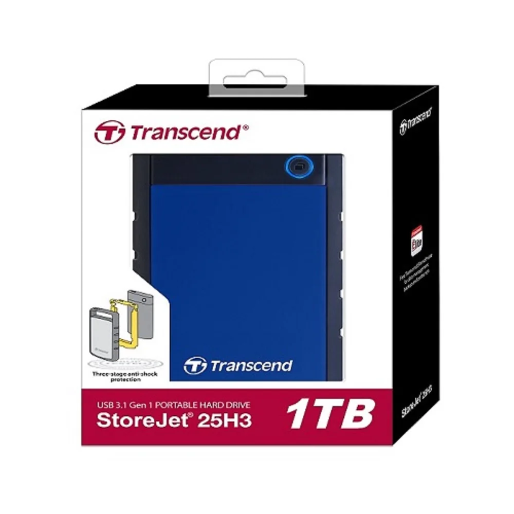 트랜센드 StoreJet 25H3B USB3.0 외장 하드디스크, 1TB/2TB/4TB로 데이터 보관의 안정성과 편의성 확보