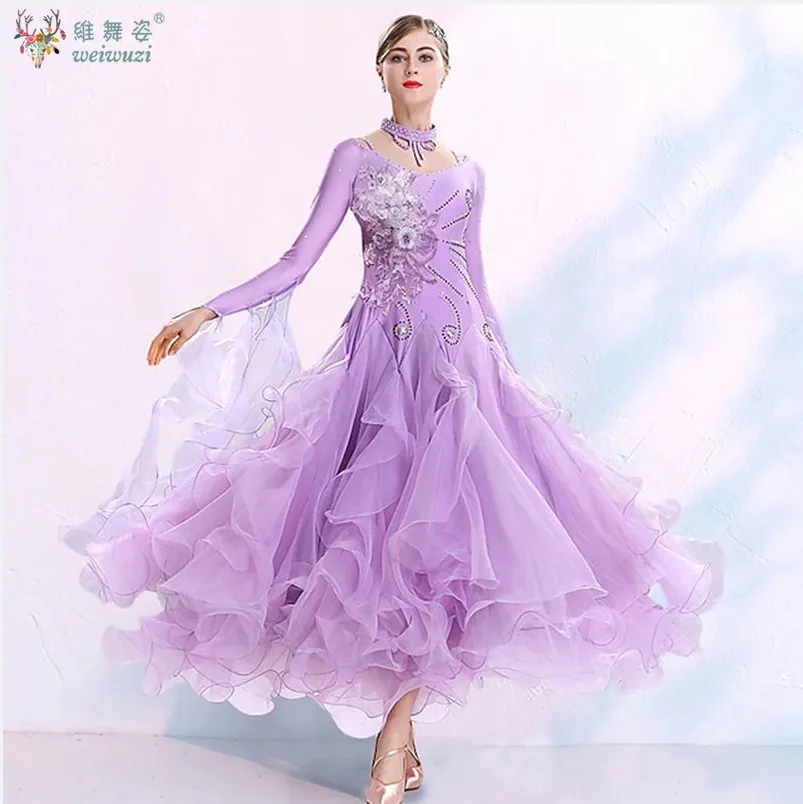 Ballroom Dancing High End AB Stones Competition Clothing Big Swing Dress Rumba Waltz Tango Modern Dance Performance Costume