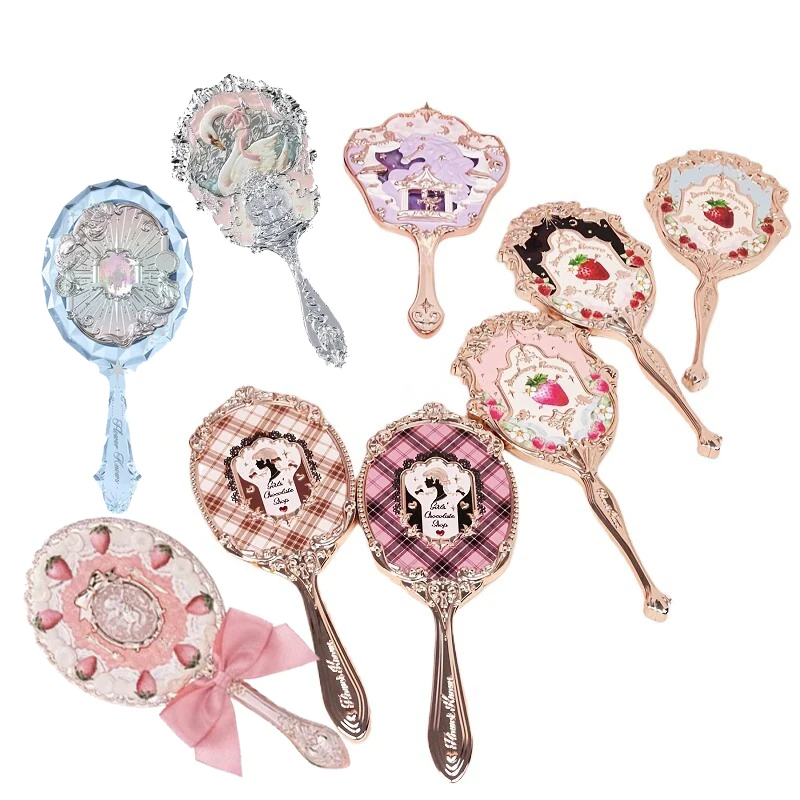 Flower Knows Mirror Midsummer Night Little Angel Bunny Garden Mirror Strawberry Cupid Handheld Mirror Shell Jewelry Mini Mirrors