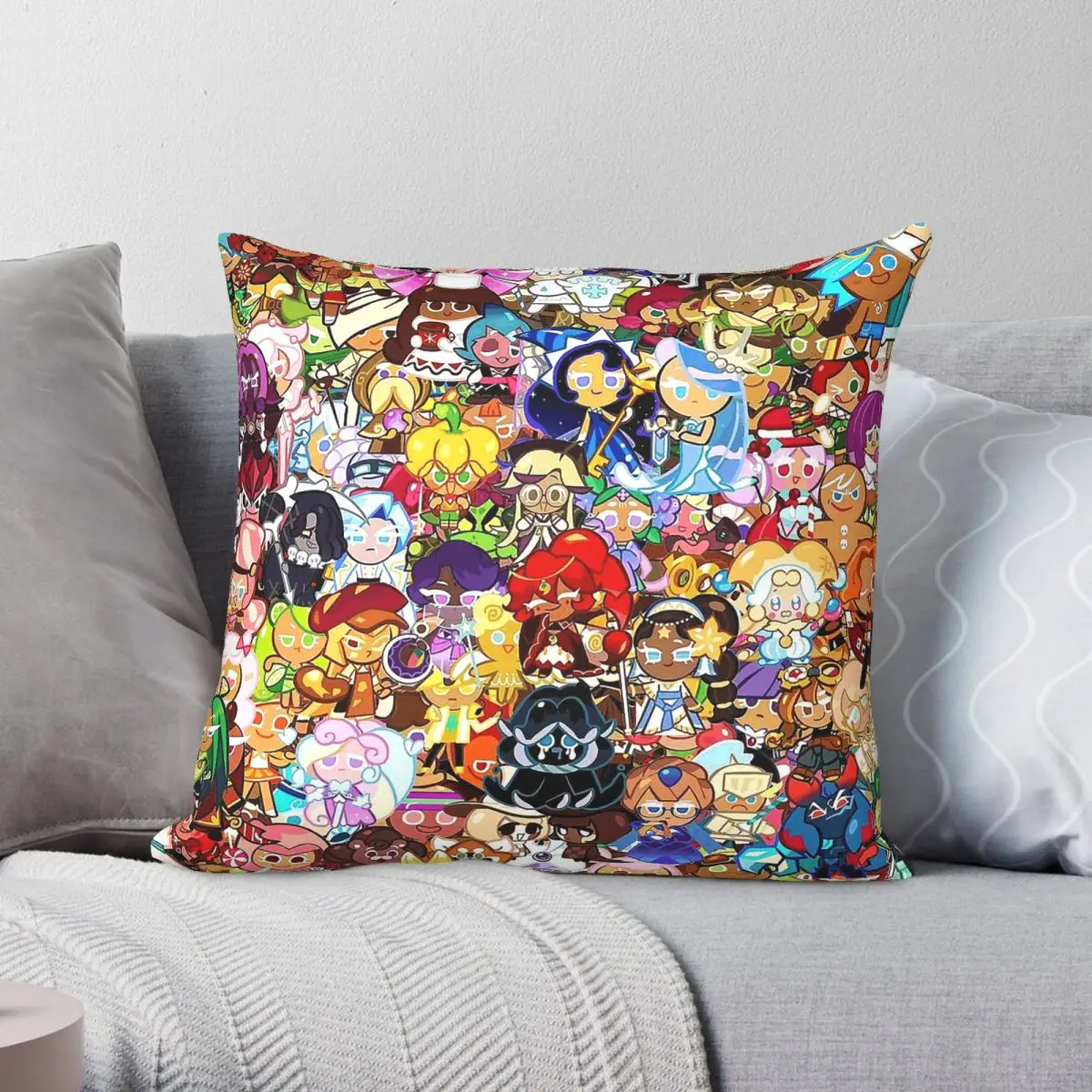 Cookies Run All Characters Square Pillowcase Polyester Linen Velvet Pattern Zip Decorative Pillow Case Sofa Seater Cushion Cover