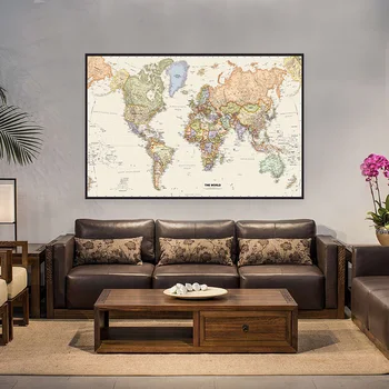 La mappa del mondo Poster vintage Tela non tessuta Pittura Stampa da parete retrò Immagine Decorazioni per la casa Materiale scolastico Mappa di viaggio 120 * 80 cm