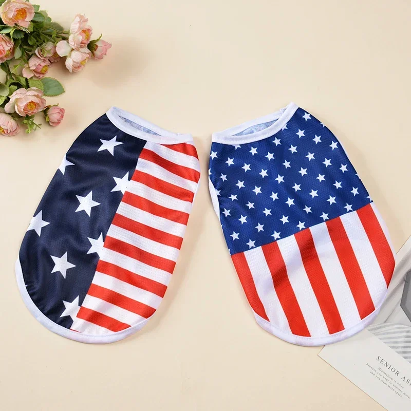 Dog Clothes For Small Medium Dogs Cats Independence Day July 4th Party Pet Costume Mesh Breathable Puppy Chihuahua Pug Vest Coat