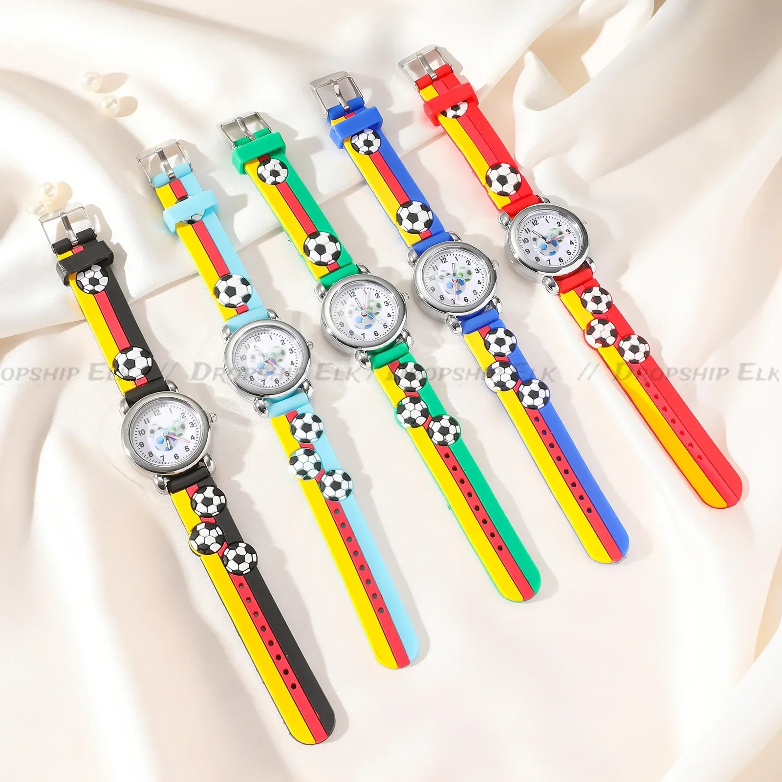 Cute Football Cartoon Kids Watches Soccer Children's Quartz Watch Soft Silicone Watchband Creative Boys Watch Gift Clock