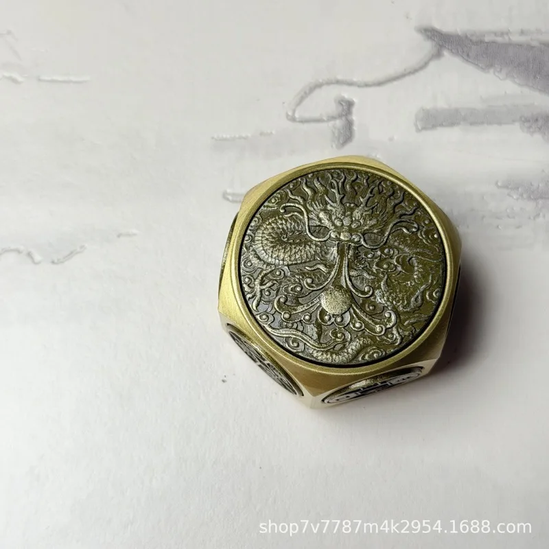 eight-sided money- , fortune-turning and wealth-attracting , brass stress-relief cube, hand-held piec