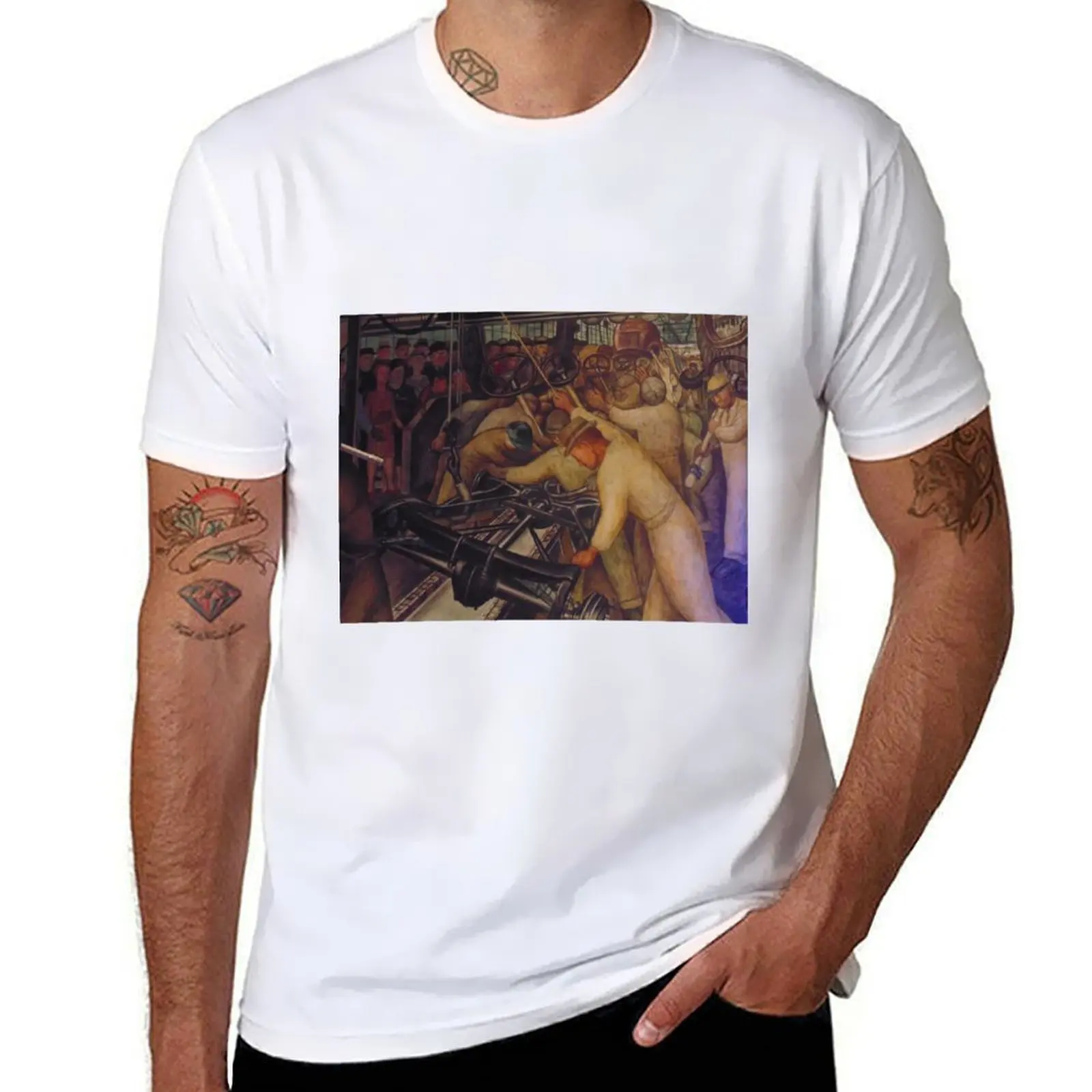 

Diego Rivera Auto Industrial Mural T-Shirt t shirts cotton 100% cotton tshirt 100% T-Shirt