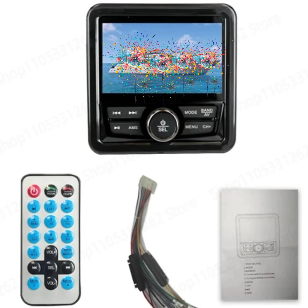 For Motorboat Marine Vehicle Construction Vehicle Bathroom Sauna with Bluetooth Dust-proof MP5 Player Bluetooth