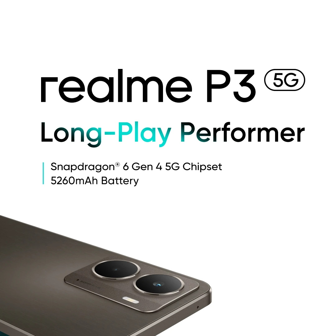 Global Version realme P3 5G Smartphone NFC Snapdragon® 6 Gen 4 Chipset 5260mAh Battery 45W Charge 6.67" 120Hz AMOLED Display