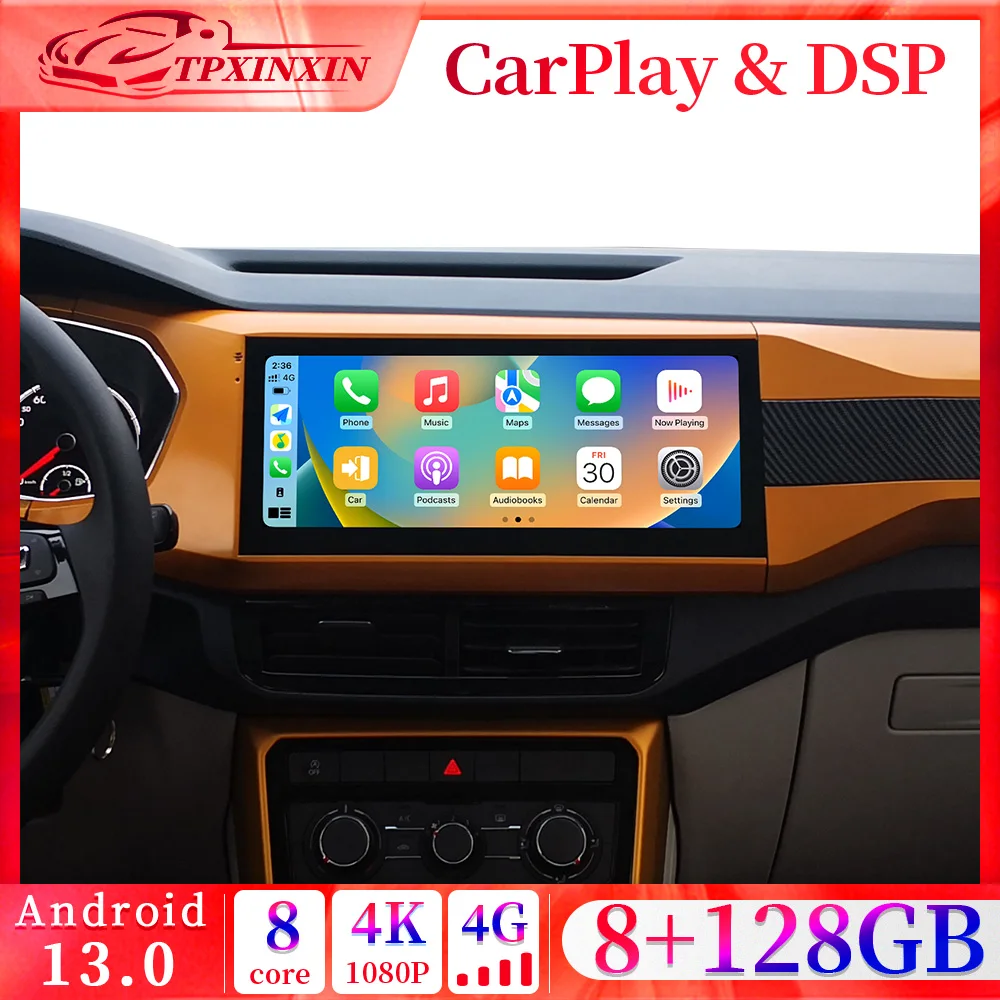 Android 13 For Volkswagen T-Cross 2019-2021 Carplay  Car GPS Navigation Auto Radio Multimedia Player Car Intelligence System 5G