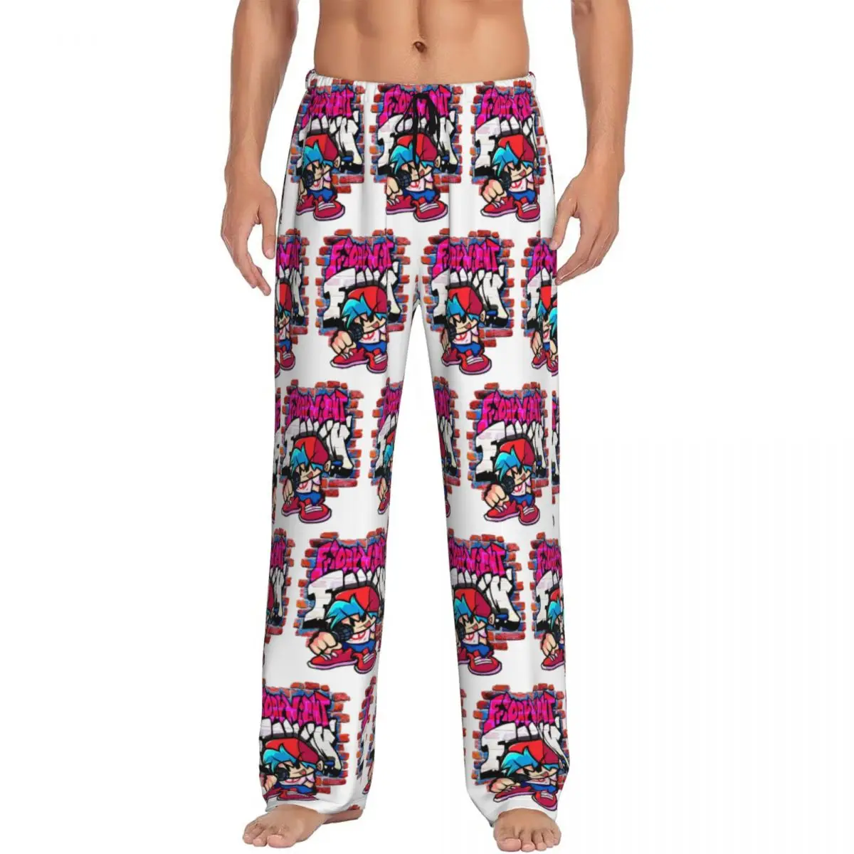 

Пользовательский бойфренд FNF. Пижамные штаны с кирпичной стеной, мужская одежда для сна, штаны для сна с карманами