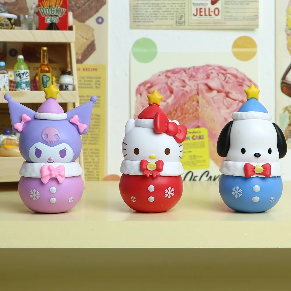 Sanrio figuras de juguete para niños, muñeco de nieve, vaso, adorno decorativo, regalo de Navidad, HelloKitty, Cinnamoroll, Kurumi, My Melody