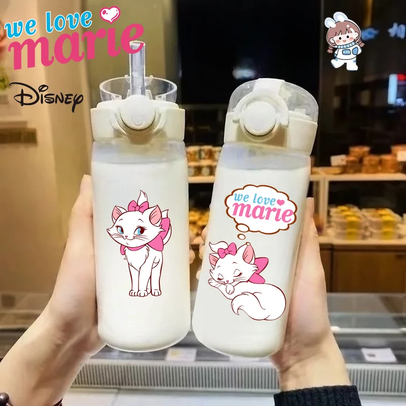 Disney Marie Cat Straw Cup for Boys Girls Children Anti-drop and High Temperature Resistant Large-capacity Convenient Water Cup