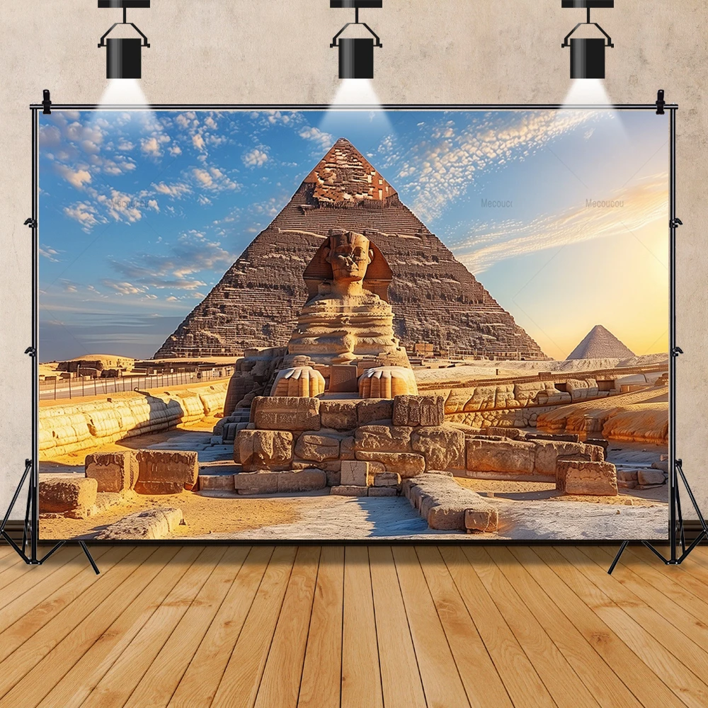 Ancient Egyptian Pyramid Background Customized Monuments Mural Pattern Religious Landscape Decoration Photography Props Supplies