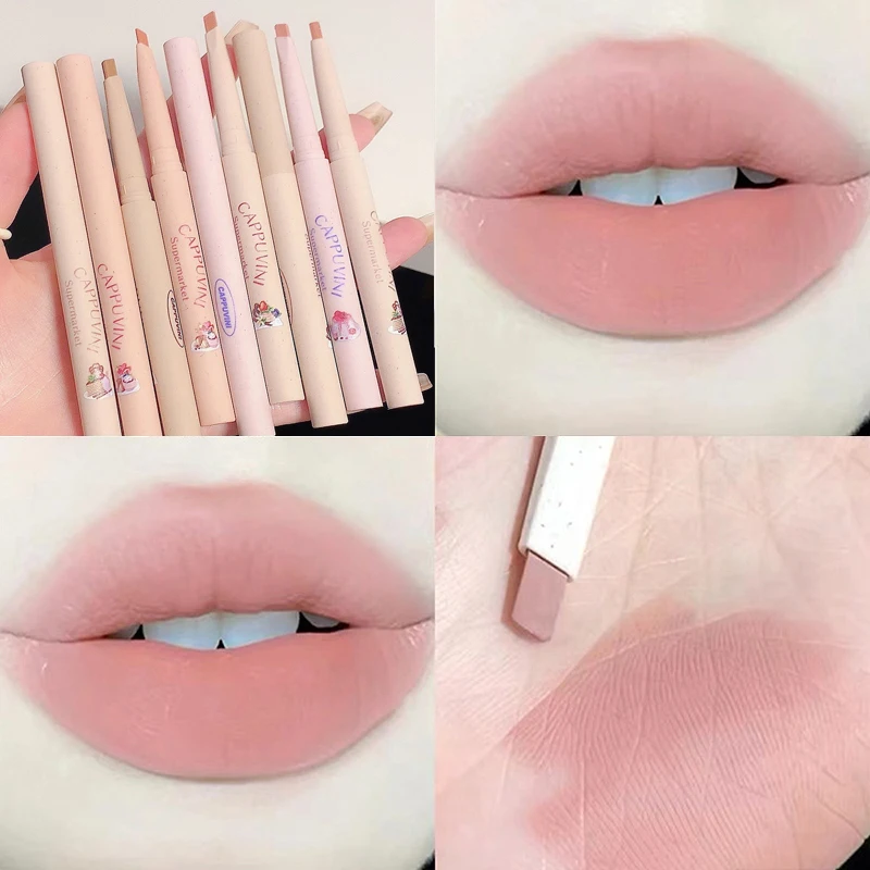 Matte Lip Liner Lipstick Pen Long Lasting Non-stick Cup Waterproof Smooth Soft Velvet Lipliner Pencil Makeup Cosmetics 5 Colors