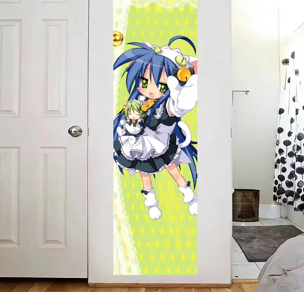 Lucky Star Anime Vertical Tapestry, Konata Izumi Cat Ear Maid Character Wall Hanging, Long Slim Wall Cloth For Otaku Bedroom