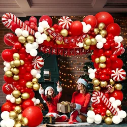 146pcs Christmas Balloon Garland Set - Red,gold and White with Candy Bars-perfect for Holiday Parties,birthdays and Celebrations