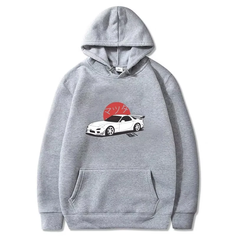Herbst und Winter Herren Kapuzenpullover RX7 Autodruck Sweatshirt Lässige Mode Fleece Warmes Top Trendige Street Hip Hop Kleidung