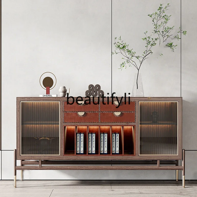 

Chinese-style solid wood dining side cabinet, living room wall decoration shoe cabinet, zen light luxury tea cabinet