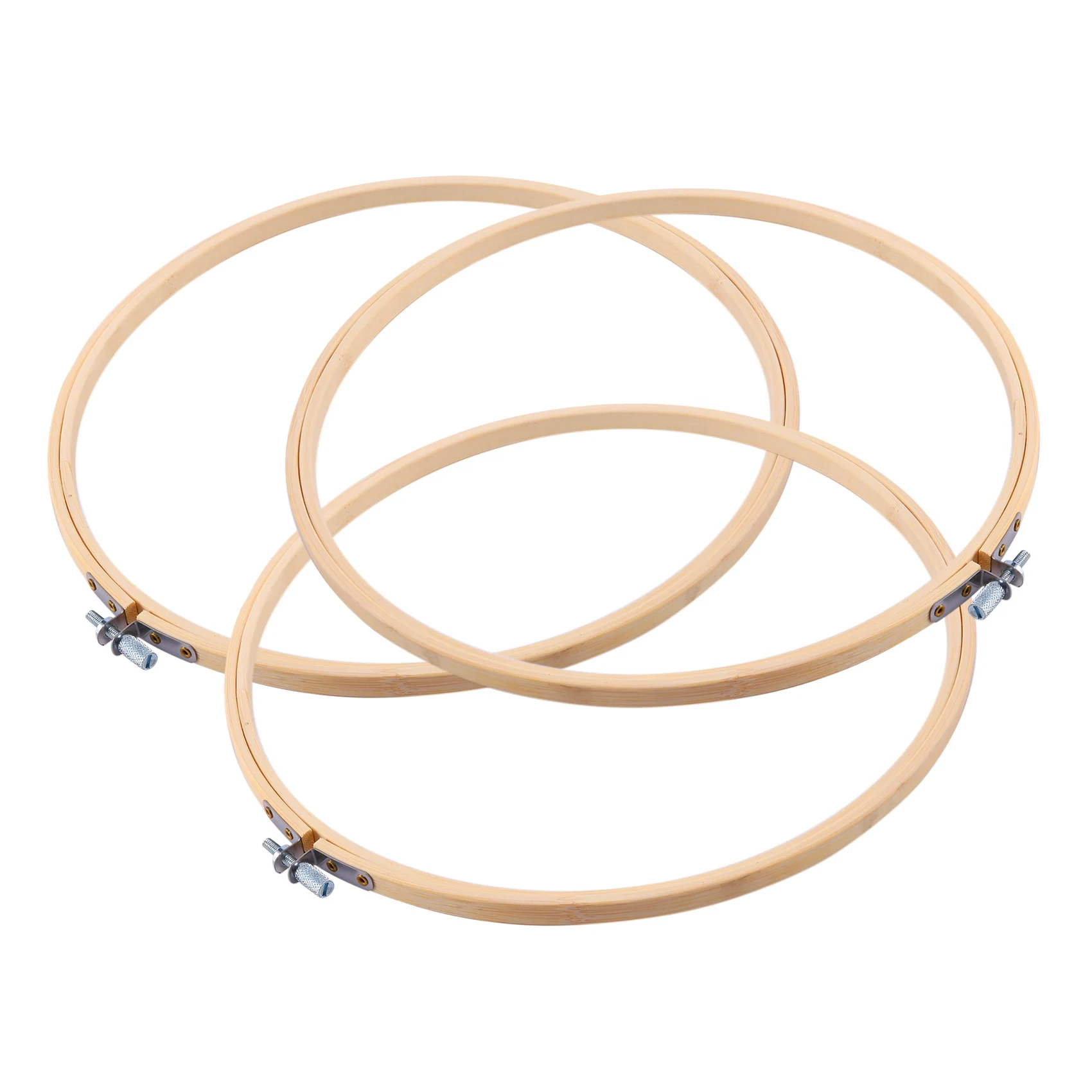 J1UL1N 6 Pieces 10 Inch Embroidery Hoops Wooden Round Adjustable Bamboo Circle Cross Stitch Hoop Ring Bulk Wholesale For Art Cra