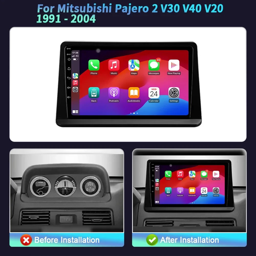 For Mitsubishi Pajero 2 V30 V40 V20 1991-2004 Car Radio Multimedia Video GPS Android Bluetooth Carplay Navigation Touch Screen