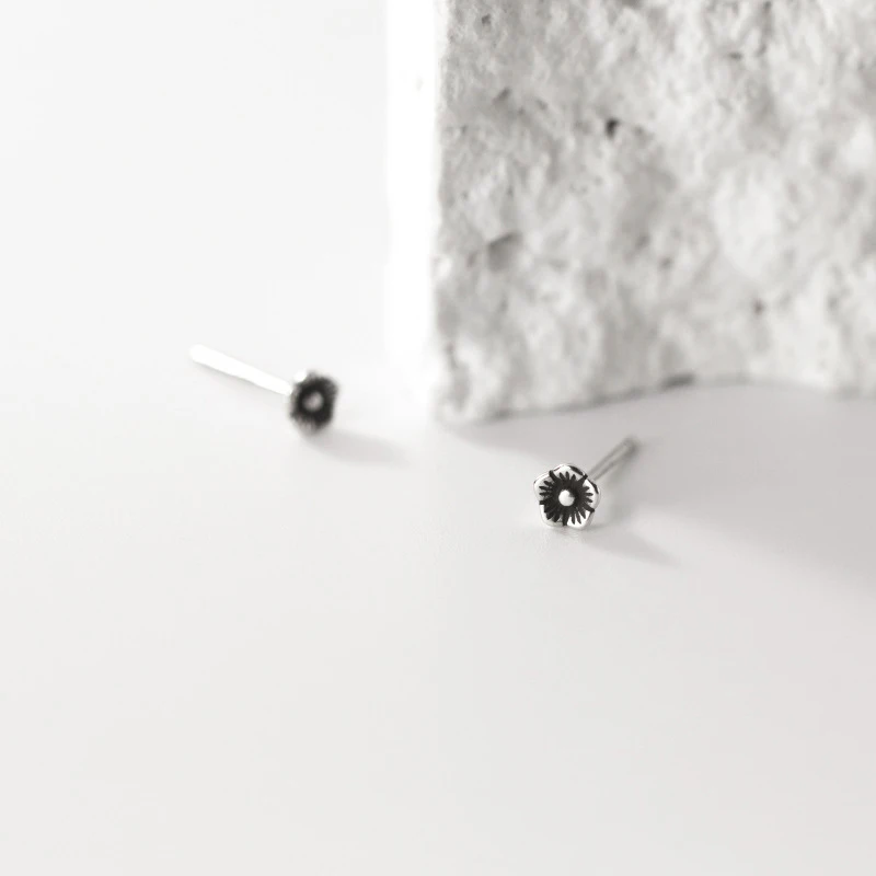 Modian Small Vintage Silver Stud Earrings for Women 925 Sterling Silver Studs Ear Fine Jewelry Accessories Prevent allergy