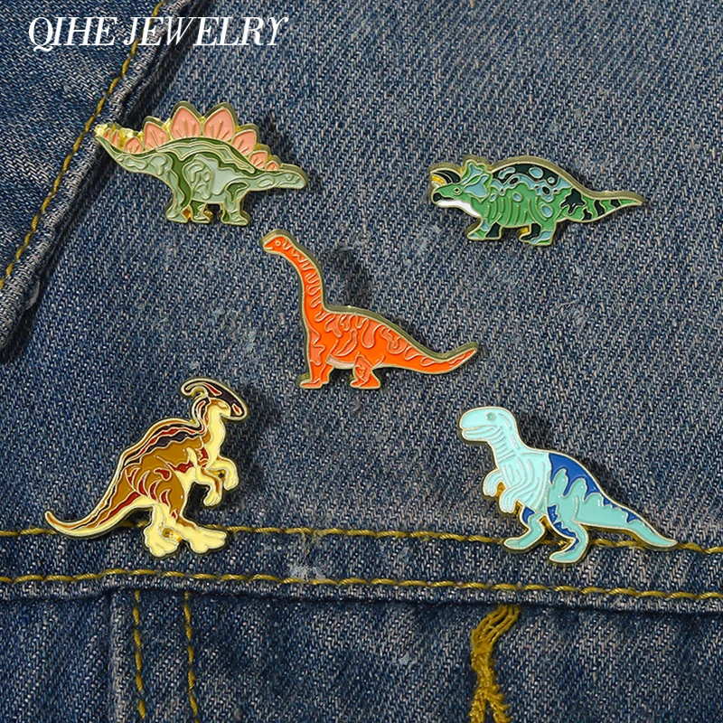 Dinosaur Enamel Pin Animal Tyrannosaurus Rex Badge Brooch Cartoon Lapel Pin Backpack Jewelry Metal Accessories Friends Gift