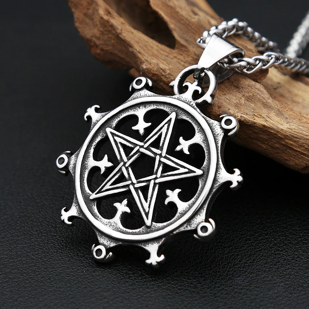 New Vintage 316L Stainless Steel Pentagram Necklaces For Men Women Fashion Vikings Rudder Pendant Nordic Amulet Jewelry Gifts