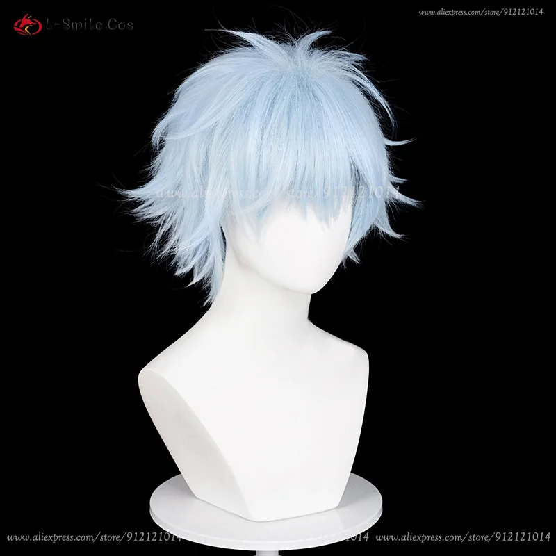 NANA Okazaki KendpiercCosplay Perruque, Perruques Anime Fluffy, Cheveux Synthétiques, Bonnet Perruque Halloween, Bleu Clair, Degré de Chaleur, Unisexe, 30cm