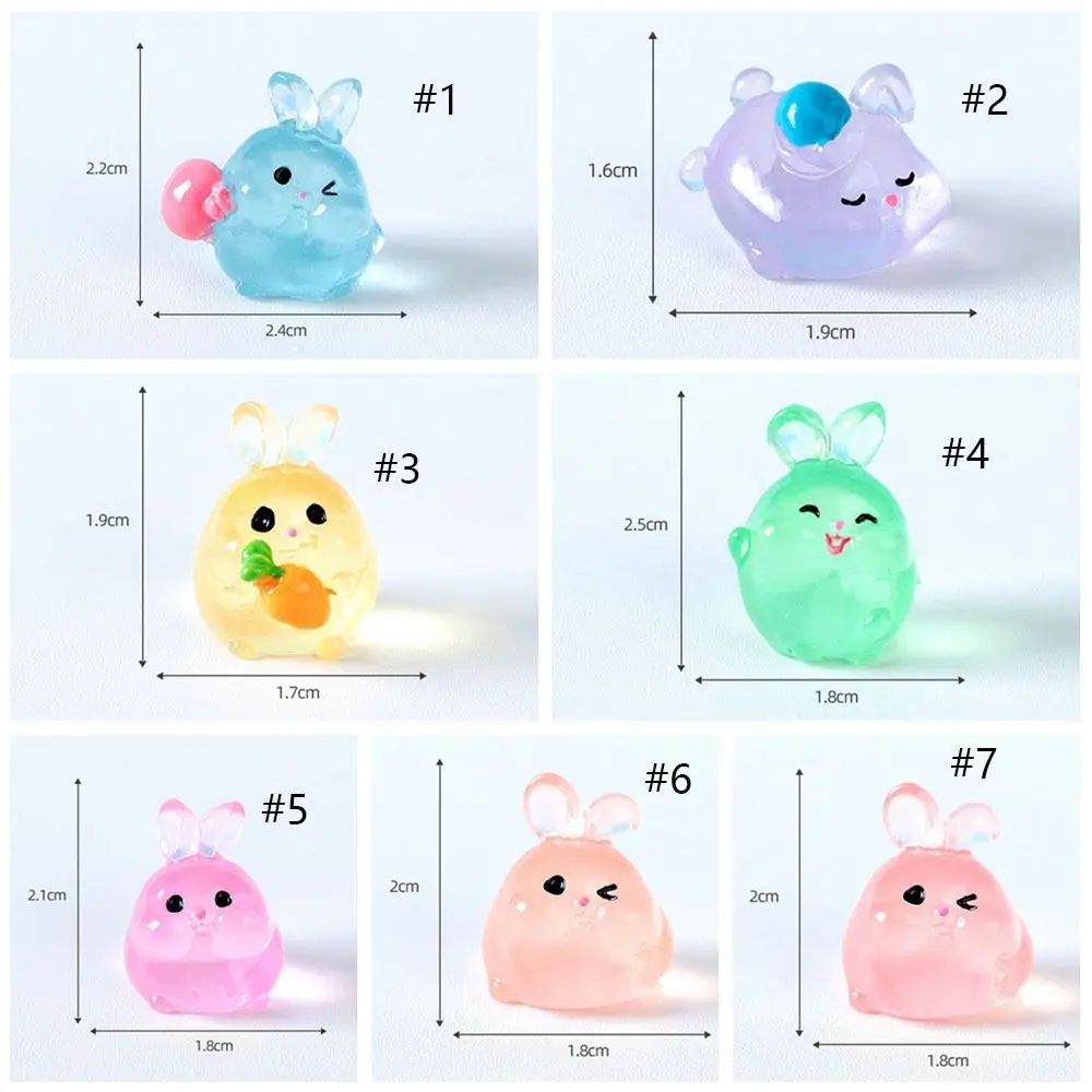 Mini Luminous Rabbits Miniature Statue DIY Cute Glow At Night Bunny Statue Funny Resin Crafts Micro Landscape Ornament Yard Lawn