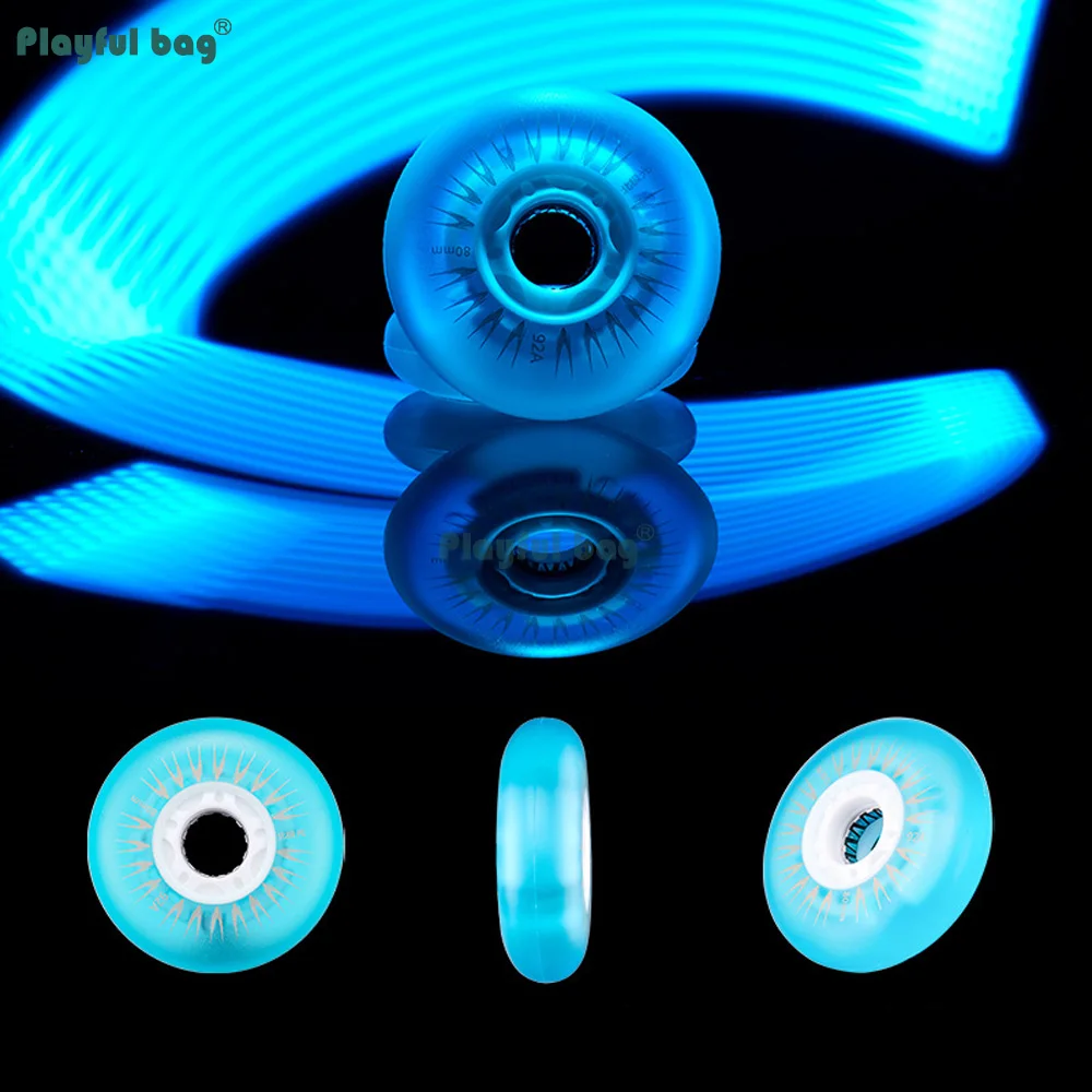 Patín línea LED 80mm – Ruedas Brillantes nocturno verde azul púrpura - imagen 5